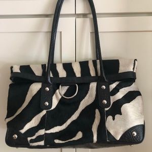 Maurizio Taiuti Italian Leather Zebra Large Tote